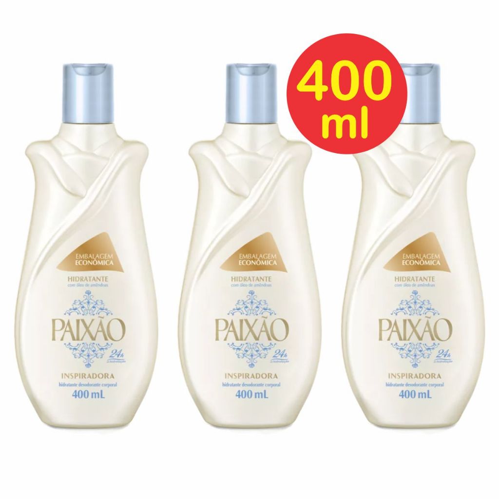 Kit 3 Hidratante Paixão Inspiradora com Óleo de Amêndoas Ação Desodorante 400ml em Oferta na Shopee