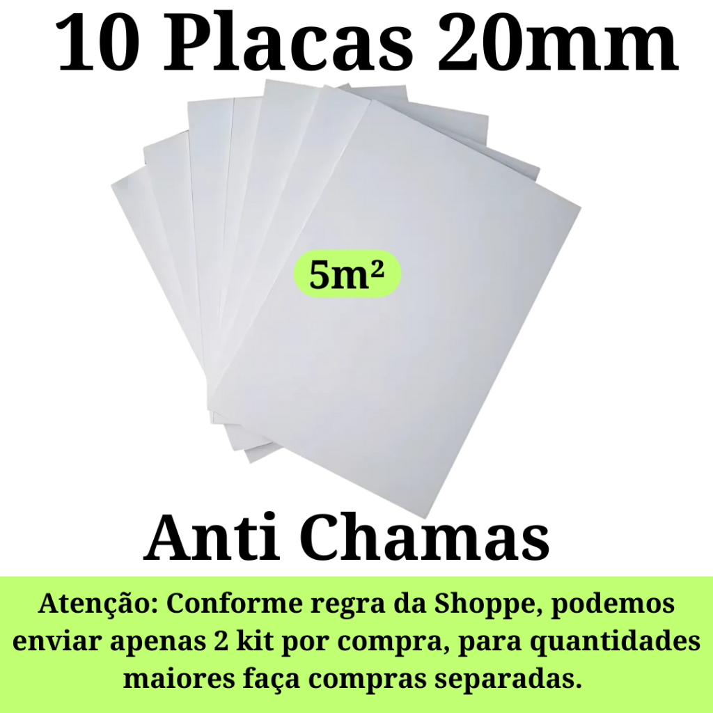 Kit 10 Placas de Isopor Forro Antichamas Isolamento Térmico 1000x500x20mm ( 2cm )