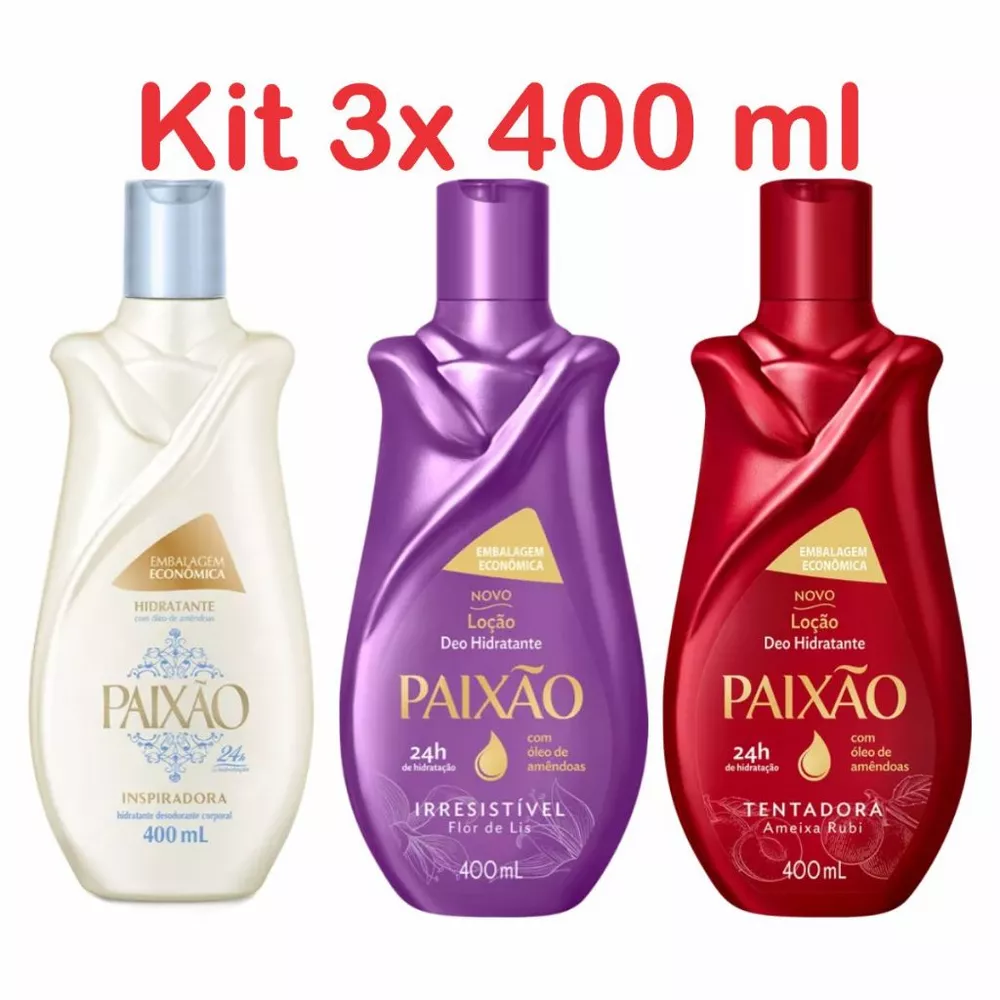 Kit Com 3 Cremes Paixão Óleo De Amêndoas 400ml