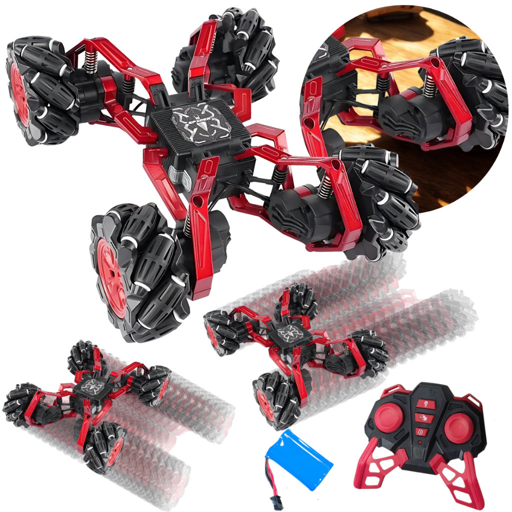 Carrinho Controle Remoto Homem Aranha Acrobático Stunt Drift 360° Recarregável - Carro de Metal Controle Remoto