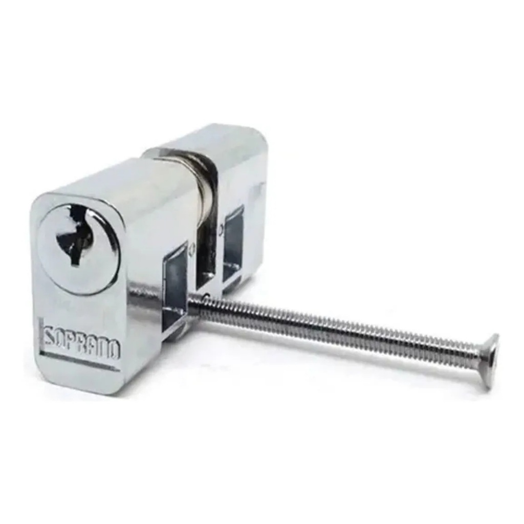 Cilindro Miolo 53mm Tambor Fechadura Soprano Cromado 2 Chaves