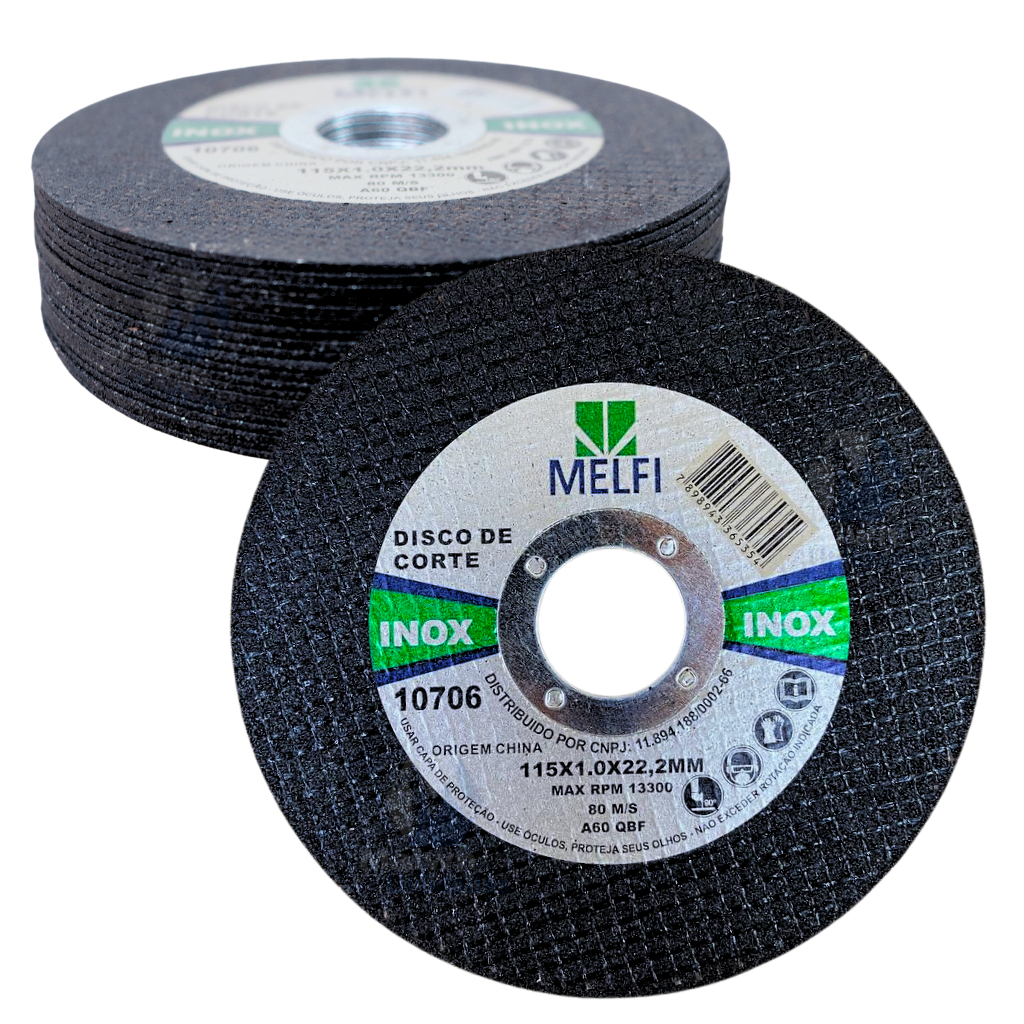 Kit 5, 10 ou 20 Disco de Corte Fino 115mm x 1,0mm Aço Inox Ferro Metal Para Esmerilhadeira 4.1/2