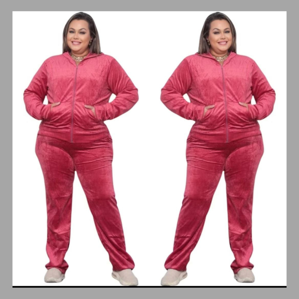 Conjunto feminino plush ,Casaco Capuz De Frio E Calça De Plush veludo  Plus Size 2025 linda moda