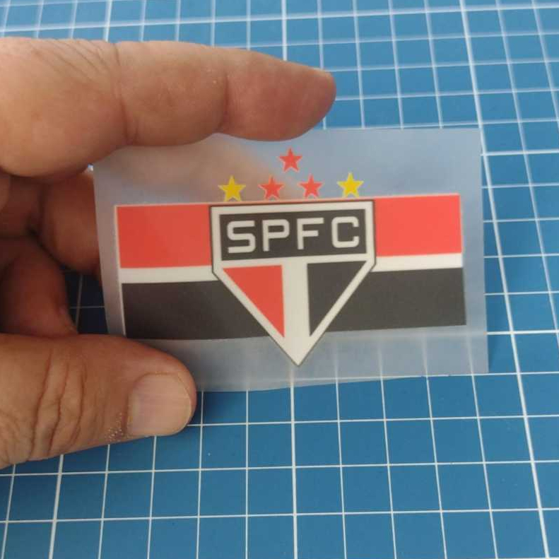 Logo São Paulo com Faixa Tricolor Adesivo Têxtil Termocolante Fácil Aplicação 8 cm X 5 cm