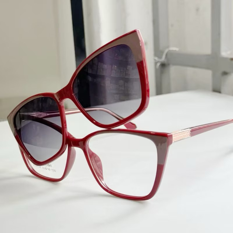 Armação de Óculos Clipon 2 Em 1 Feminino Armação + Solar Modelo Novo Quadrado Surreal de linda Lenta polarizado 9038 em Oferta na Shopee