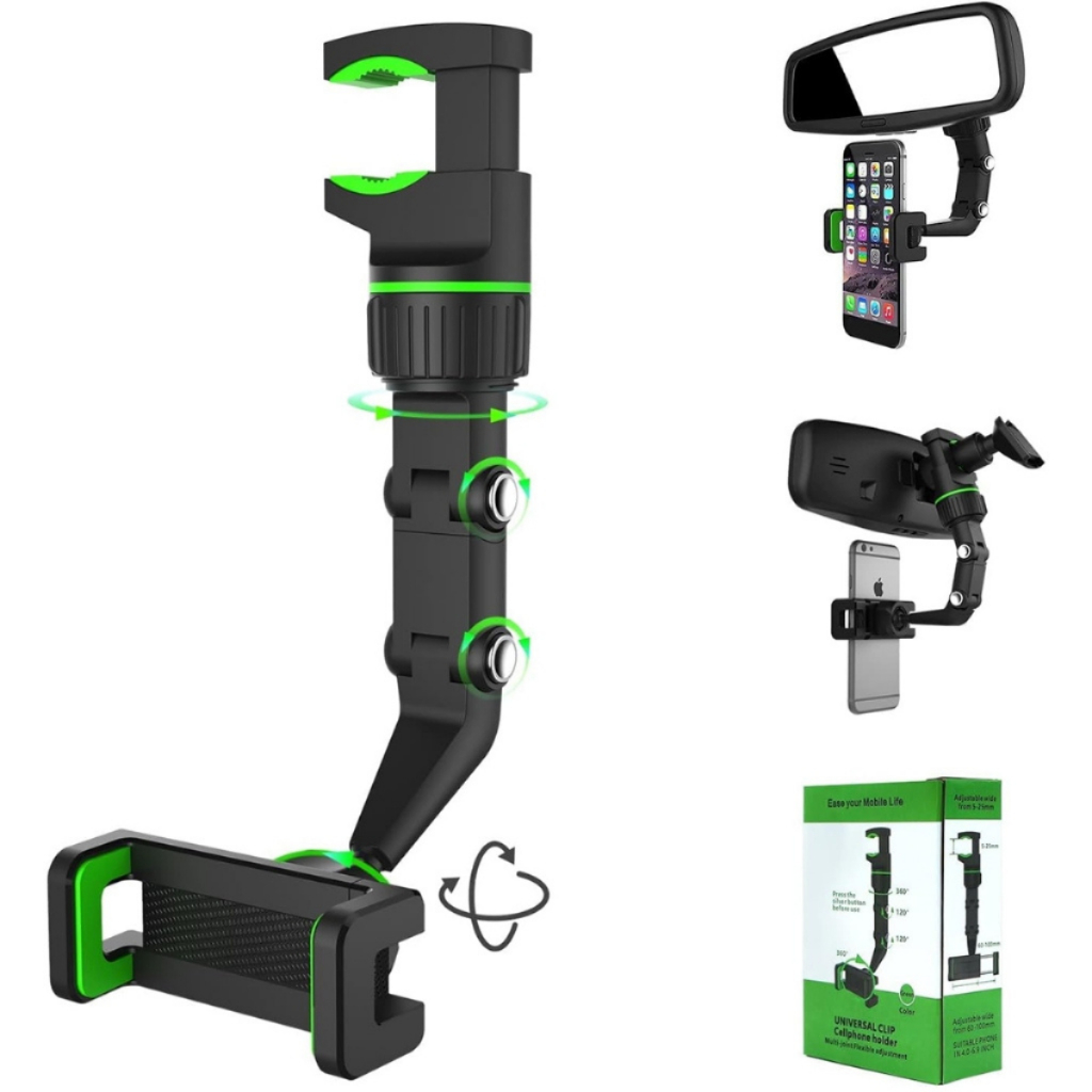 Suporte Universal De Celular Gps Para Espelho Retrovisor Veicular Carro Multifuncional 360
