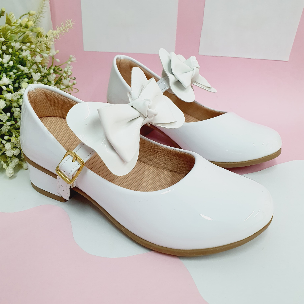Sapatilha Infantil Menina Saltinho Com Laço Nó Boneca Salto Baixo Festa Moda Blogueira Confort