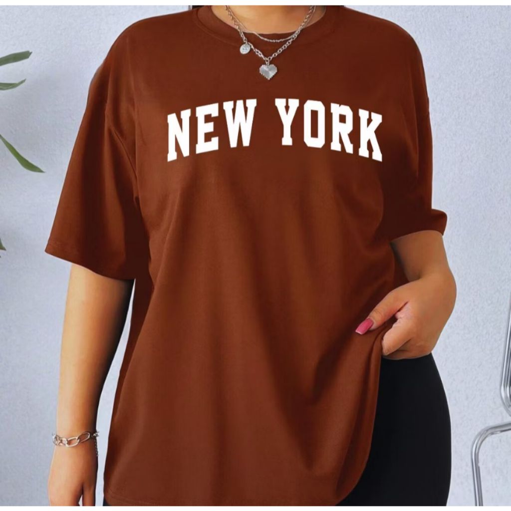 Camisa feminina New York Oversized Streetwear Brooklyn Lançamento Camiseta 100% Algodão