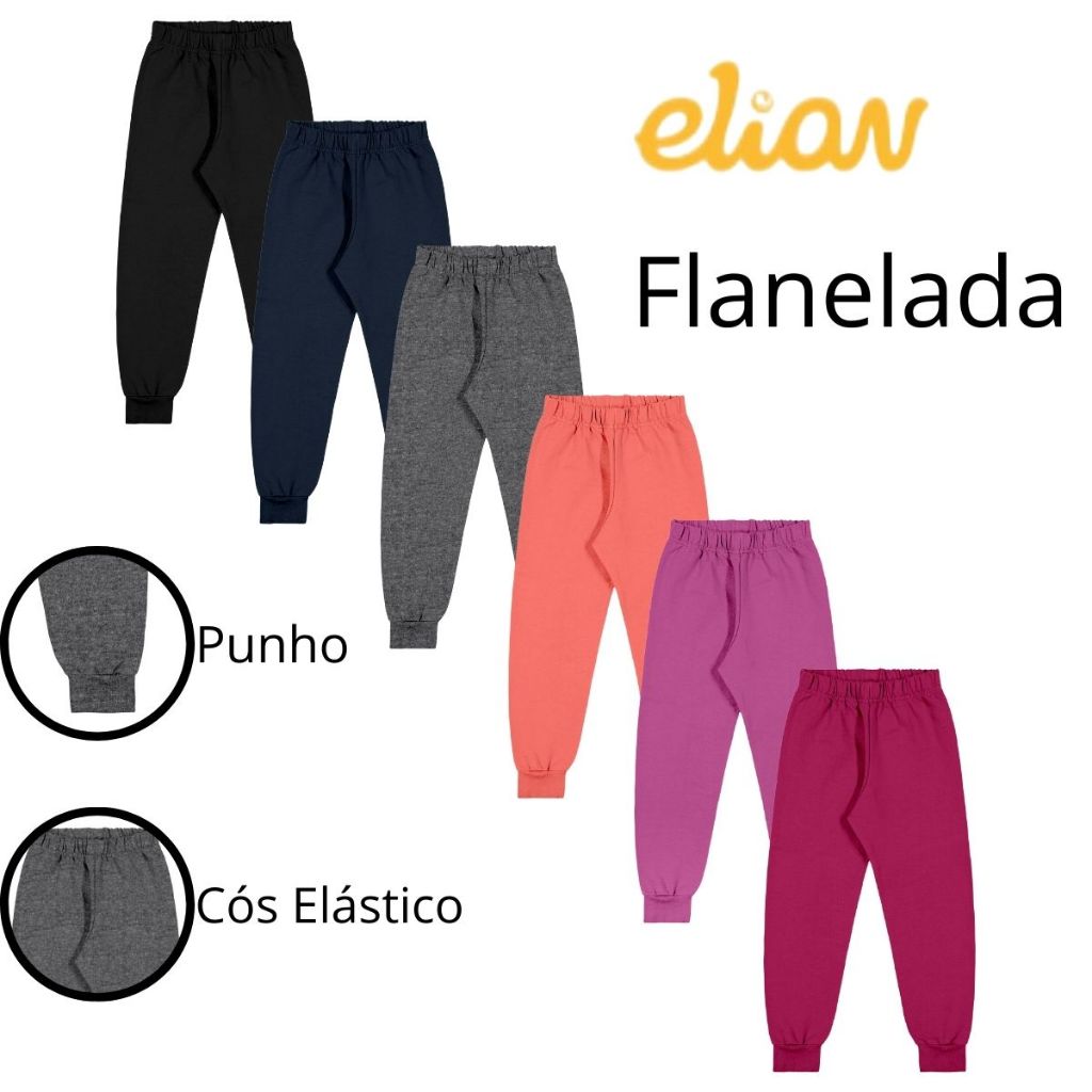 Calça de Moletom Menina Elian Flanelada com Punho 50059