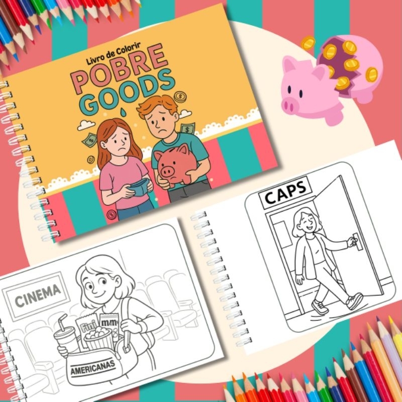 Livro de colorir Pobre Goods - Bobbie Goods Capa dura Wire-o branco 30 ilustrações folhas ...