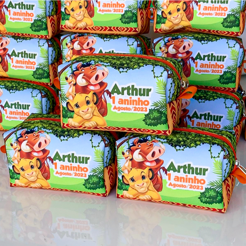 Kit Bolsinhas Necessaire Personalizada lembrancinhas aniversário Box P Simba Rei Leão