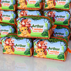 Kit Bolsinhas Necessaire Personalizada lembrancinhas aniversário Box P Simba Rei Leão