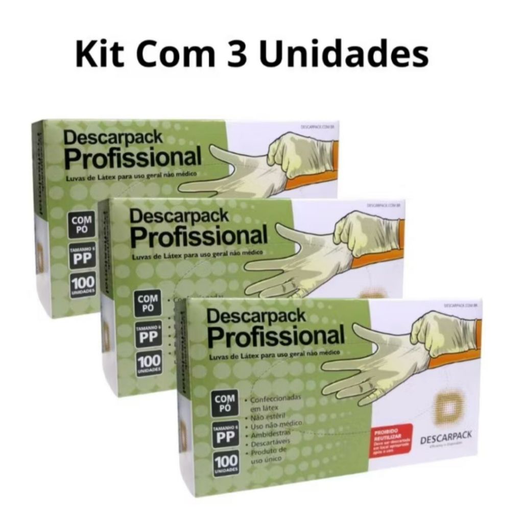 Kit 300 Luvas Látex Profissional Com Pó Descartável Tamanhos P. M. G em Oferta na Shopee