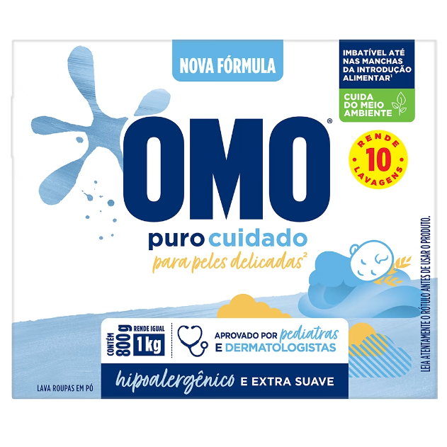 Sabão em Pó Omo puro Cuidado 800g