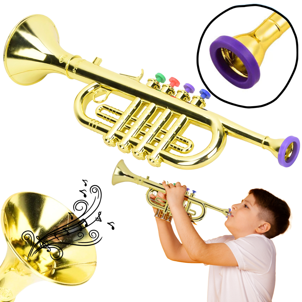Mini Trompete Instrumento Musical Brinquedo Infantil Som Notas Musicais Ar Presente