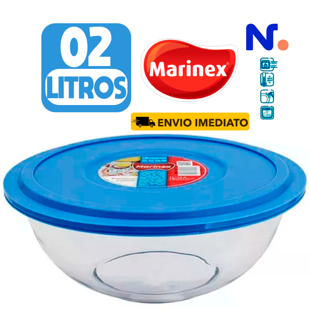 Pote de Vidro Tigela Resistente Bowl 1,5L Marinex Astral Plus C/ Tampa Redondo Saladeira Ideal