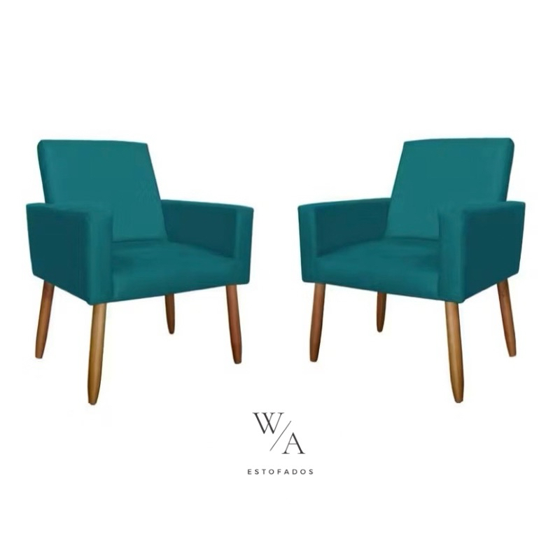 kit com 2 Poltronas Nina decorativa pés palito, salão de beleza, sala, quarto.