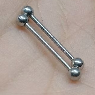 piercing de mamilo 16mm aço prata inox bolinha menor 2 unidades peito helix lingua unissex