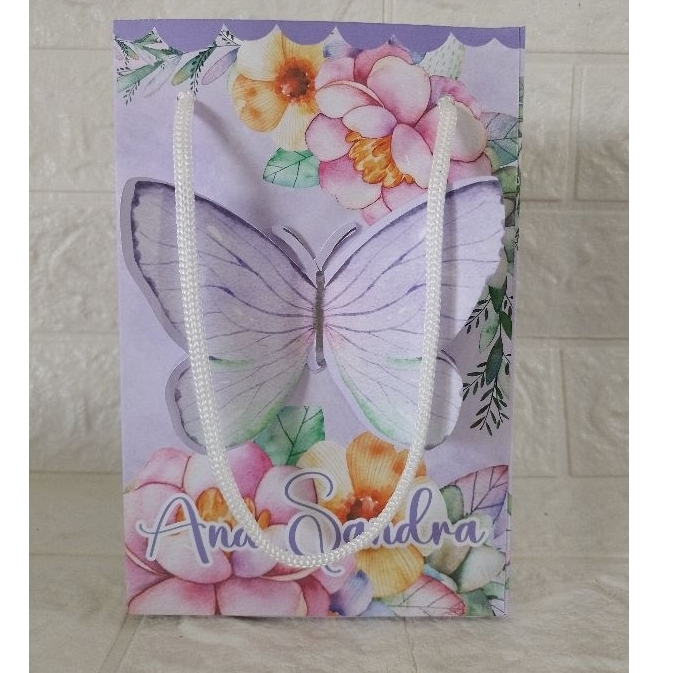 Sacolinhas Jardim das borboletas lilás 3d /Lembrancinhas/Festa infantil/Aniversário/ Personalizado