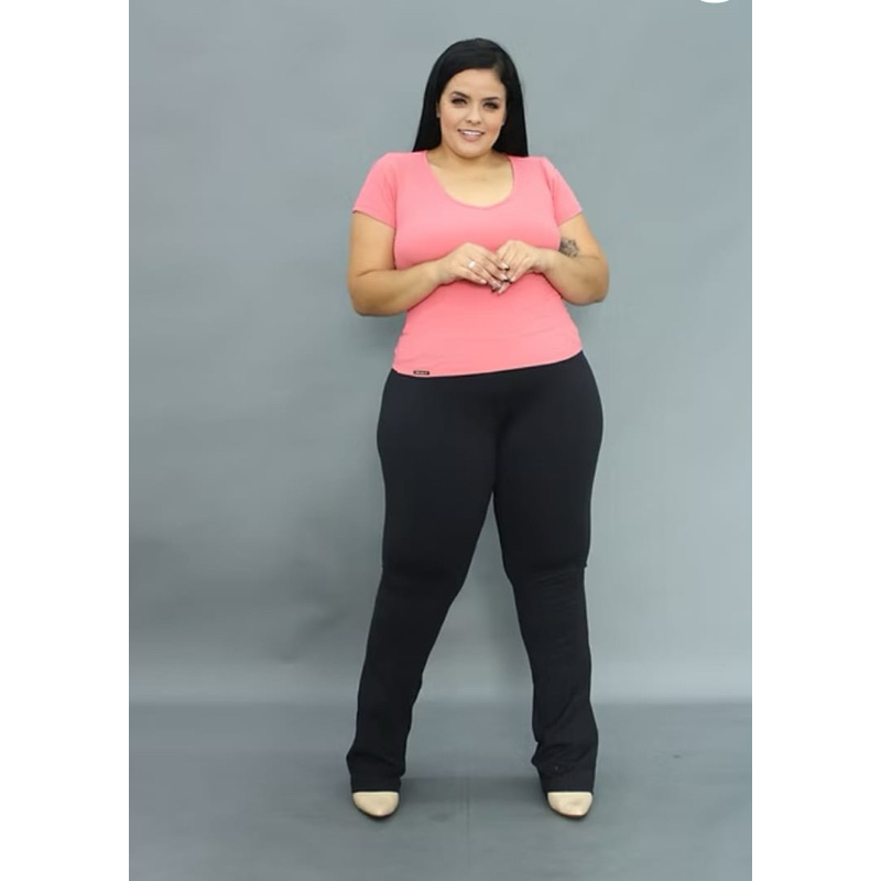 Calça Legging Flare K2B Plus Size Do G1 Ao G3 K2B Original Bailarina Cos Alto Sem Bolso