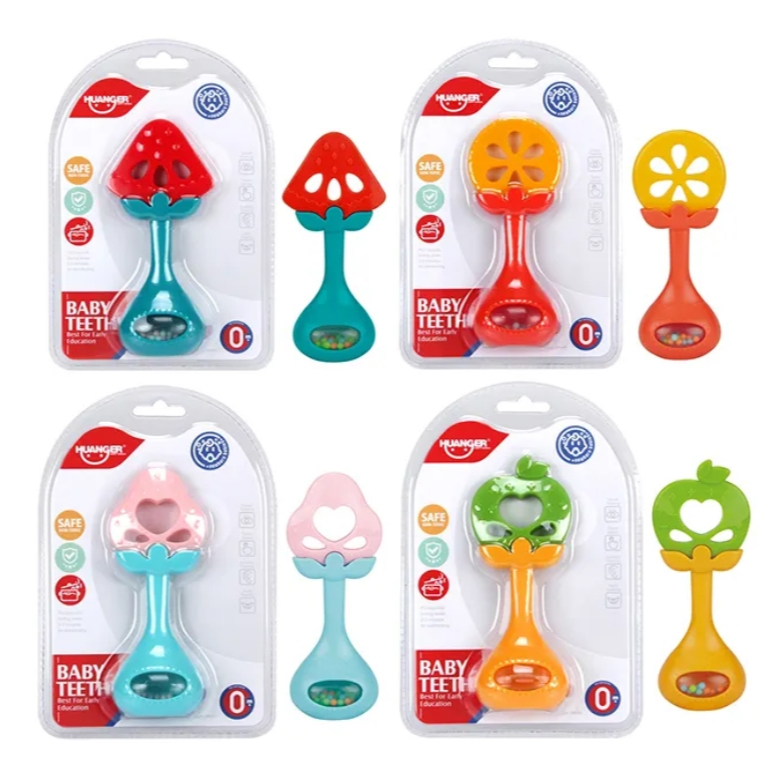 Mordedor com Chocalho para Bebê Sensorial Mordedor Macio Colorido Brinquedo Infantil