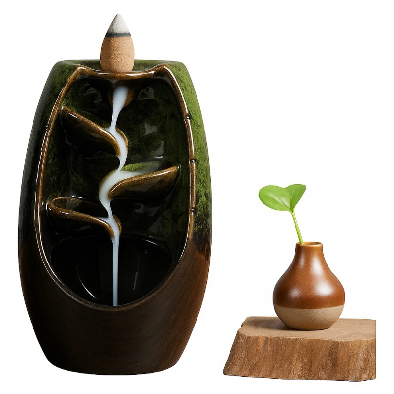 Imagem Porta Incenso Pequeno Efeito Cascata Fumaça Invertida