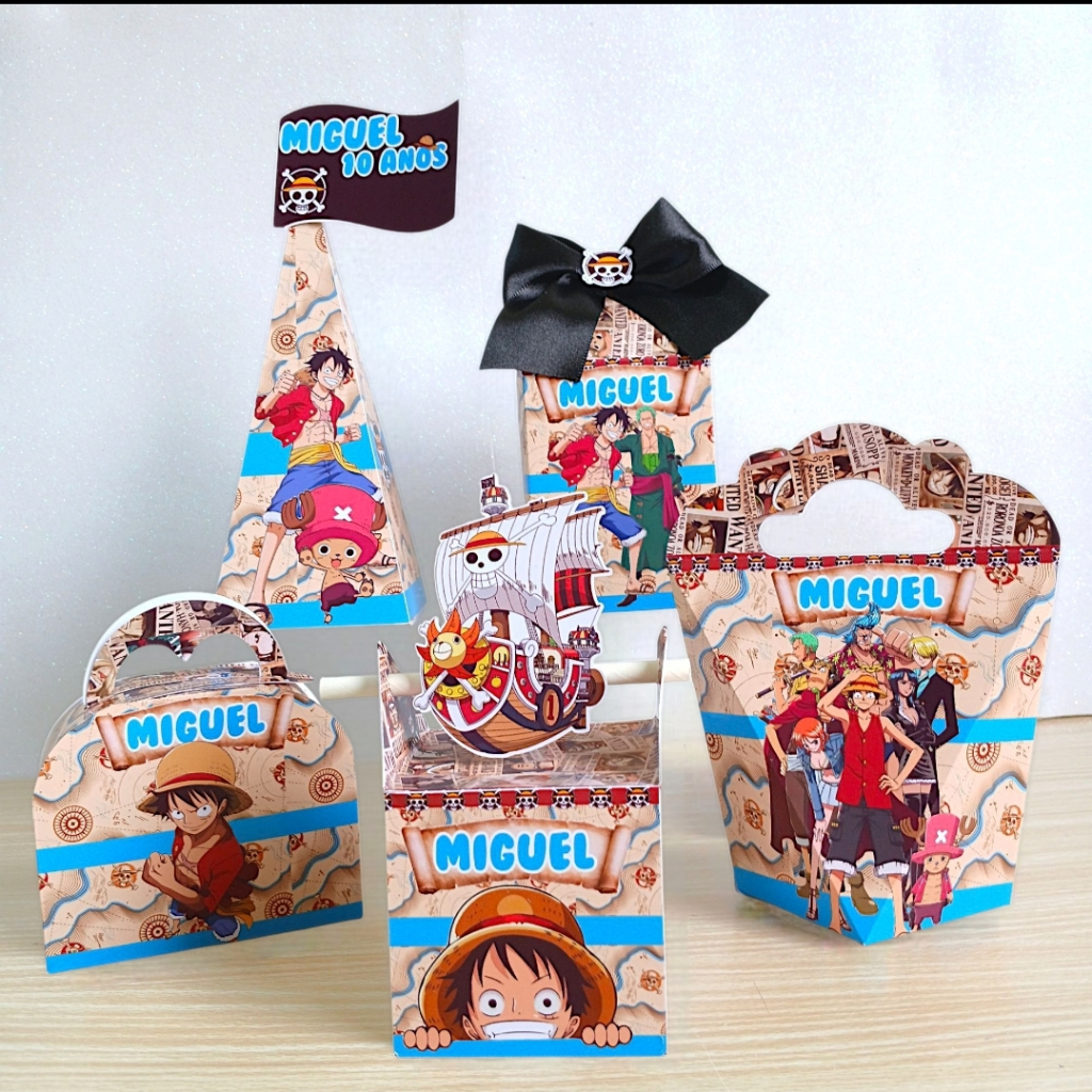 KIT FESTA - ONE PIECE- PEGUE E MONTE- CAIXINHAS PERSONALIZADAS- LEMBRACINHA DE ANIVERSÁRIO