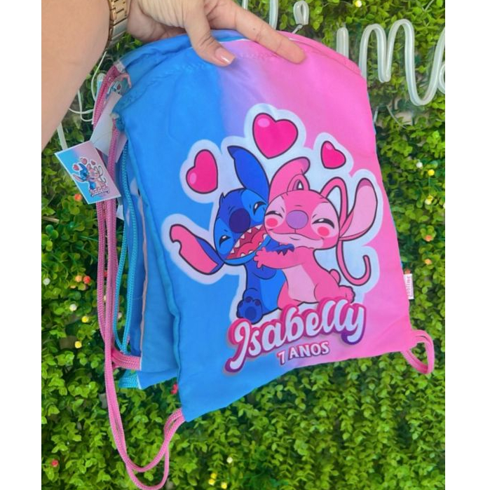 Sacochilas Mochilinha Sacolinhas Lembrancinha Personalizada Stich Safari Princesa Aniversário