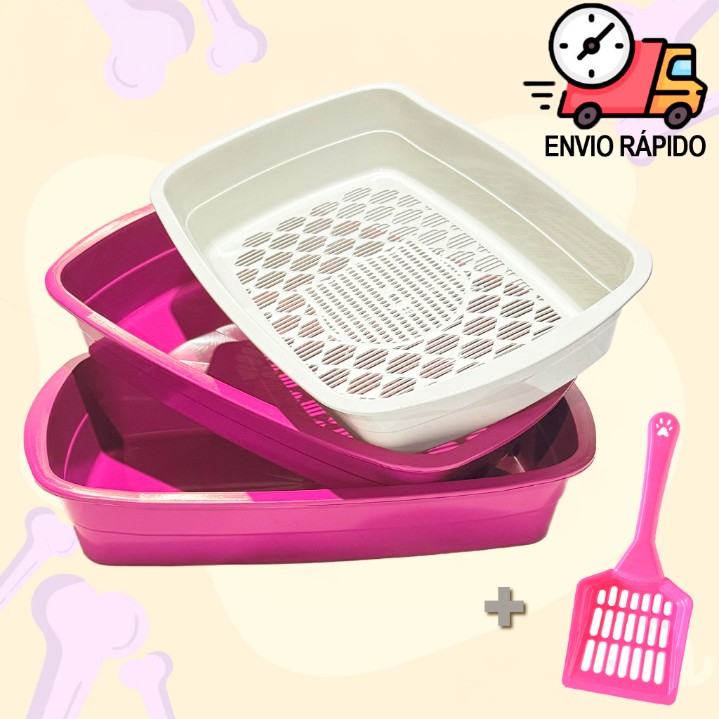 Caixa de Areia Gato Para Gato Furba Dino Dog + Pá Higiênica Bandeja Bandeja Higiênica Gato