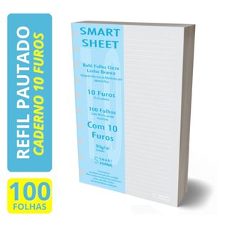 Refil Caderno de Discos  90g 100 FLS Pauta Branca 10 Furos Smart Sheet em Oferta na Shopee