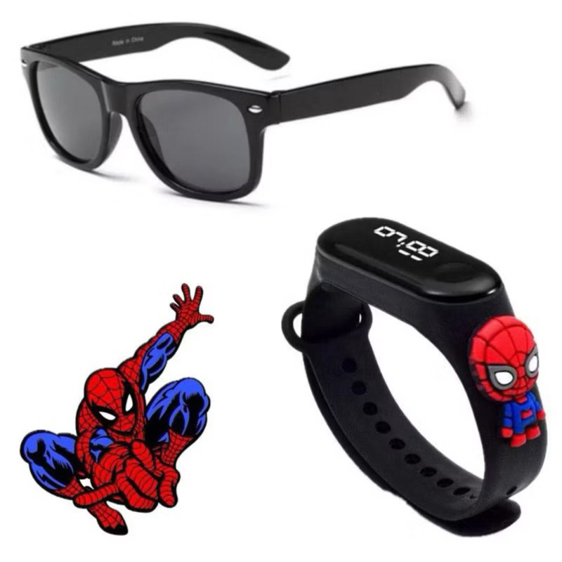 Kit Infantil Óculos Relógio/Super Heróis Homem Aranha Homem de Ferro Hulk Stitch Menino Menina kit óculos + relógio em Oferta na Shopee