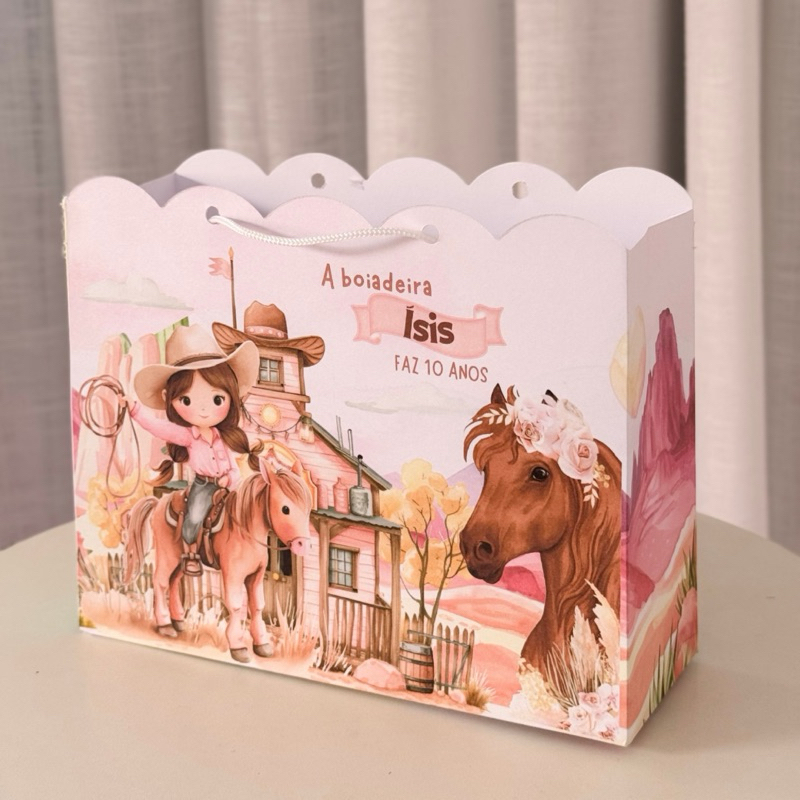 Sacolinha Personalizada boiadeira/cavalo ( PEGUE E MONTE ) lembrancinha - festa - aniversário