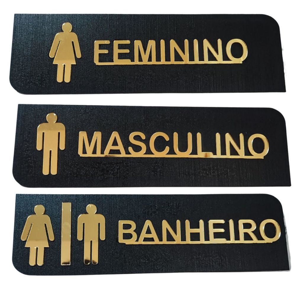 Placas Sinalização Banheiro Decoração WC Masculino Feminino Unissex MDF Acrilico em Oferta na Shopee