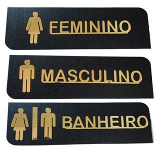 Placas Sinalização Banheiro Decoração WC Masculino Feminino Unissex MDF Acrilico em Oferta na Shopee