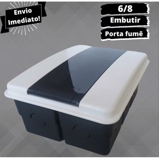 Quadro De Distribuição Elétrica De Embutir 8 Disjuntores DIN Ou 6 NEMA Tampa Fumê Com Suporte Barramento