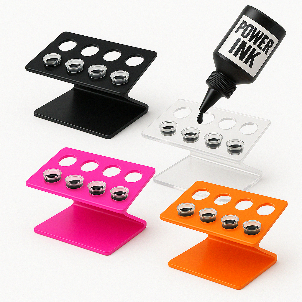 Porta Batoque Acrílico Tattoo 8 Furos M Suporte Tinta para Tatuagem Profissional Modelo Z e Quadrado