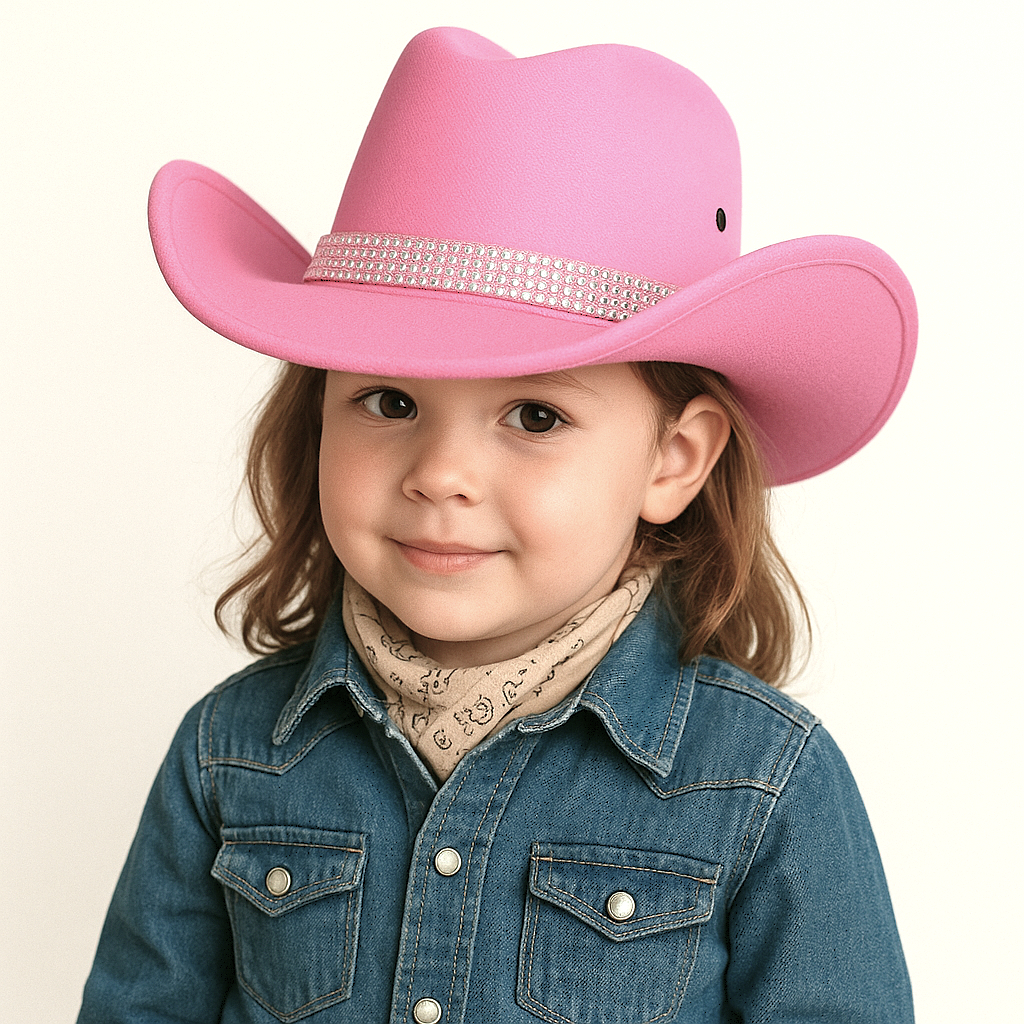Chapéu cowboy boiadeira adulto e infantil camurça várias cores com faixa brilho estilo Ana Castela