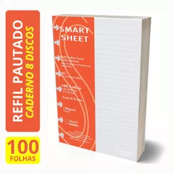 Refil Caderno De Discos A5 100 Folhas Cinza 8 Furos Pauta Branca 120g