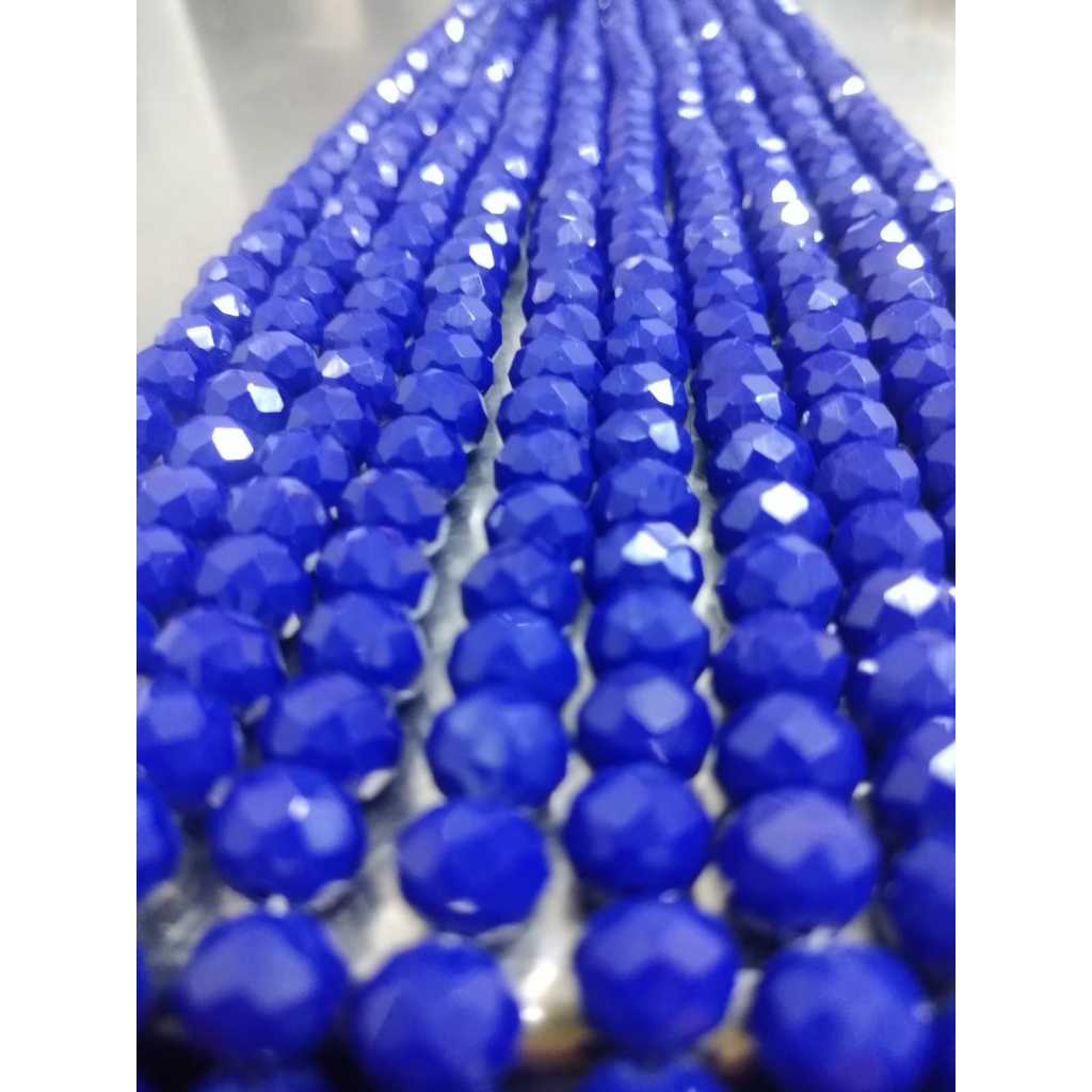 Miçangas Contas De Cristal Vidro 8mm Cor Azul Leitoso "ACHATADAS"