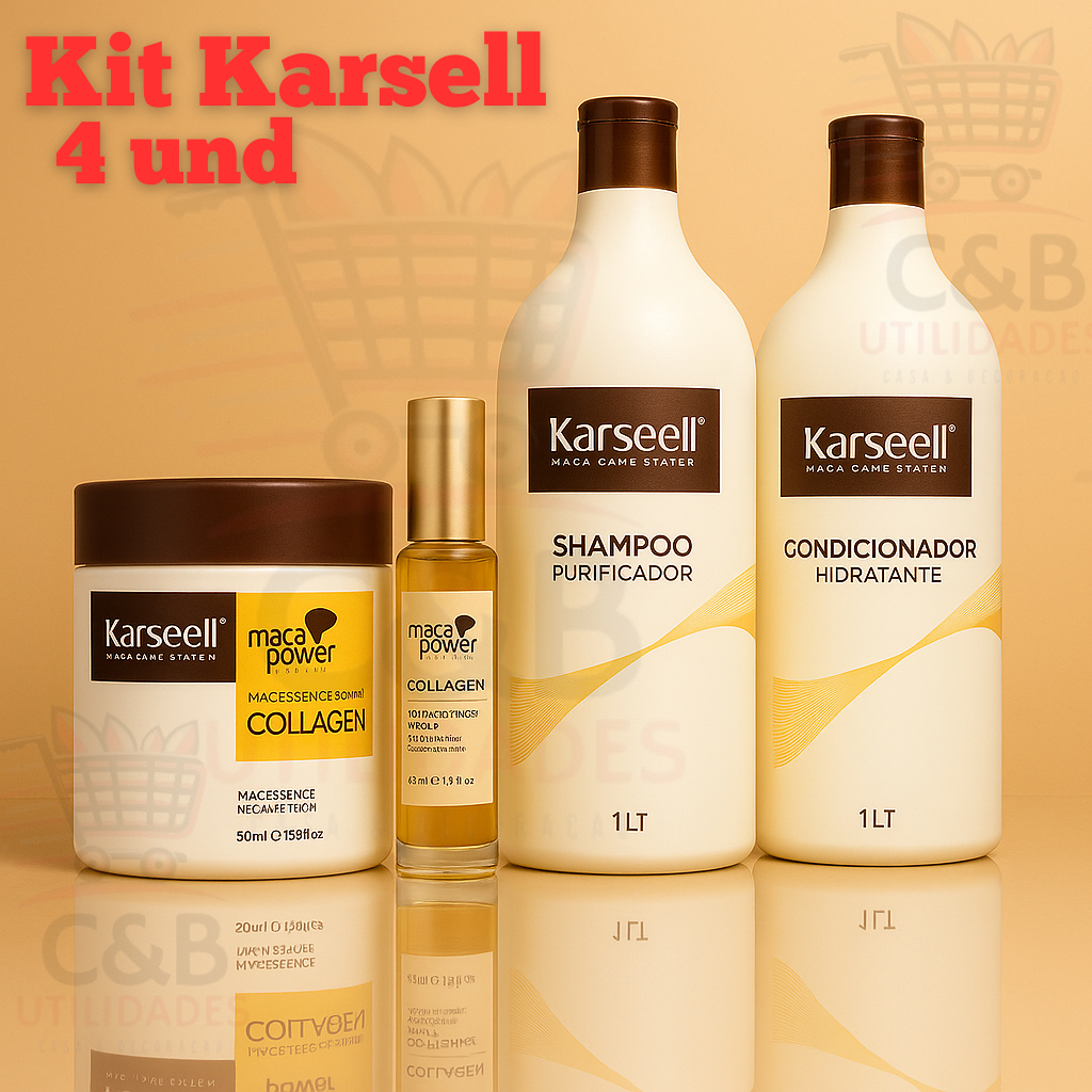 Kit Karsell 4 itens Máscara Karseell + Shampoo Condicionador + Óleo Nutrição Intensa