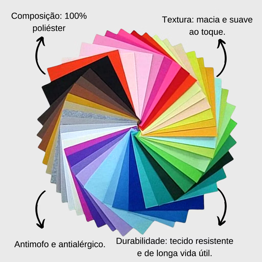 Kit Feltros Santa Fé Cores Lisas Tons de Algodão Doce - 7 Cores