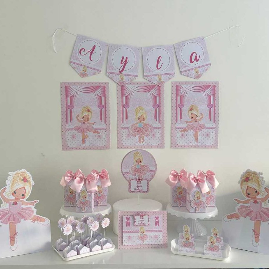 Kit Festa Bailarina Personalizado - Só um Bolinho, Mesversário, Aniversário, Decoração, Lembrancinha