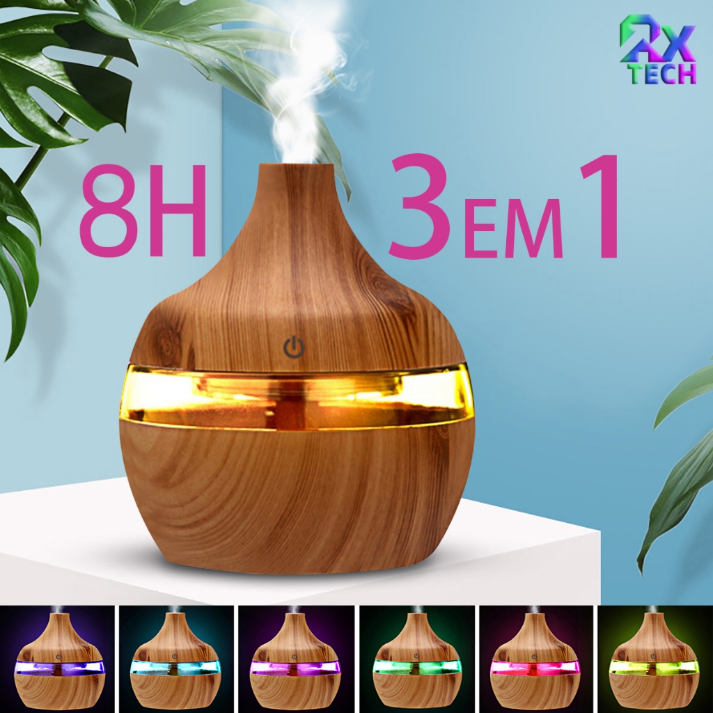 Mini Umidificador De Ar Difusor De Aromas E Aromatizador De Ambiente Eletrico 300ml Humidi...