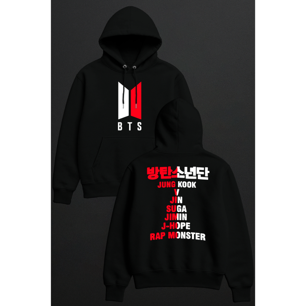 Moletom Canguru masculino/feminino BTS MEIO/MEIO K-POP blusa de frio com capuz para inverno