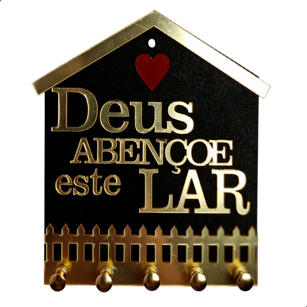 Porta Chave Decorativo em ACM 3mm - Deus Abençoe Este Lar com 5 Ganchos e Fita Dupla Face em Oferta na Shopee