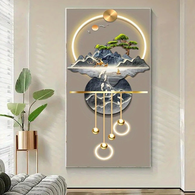 Quadro Decorativo Design de montanha da lua Lushu, pôster de grande tamanho sem moldura em Pdf em Oferta na Shopee