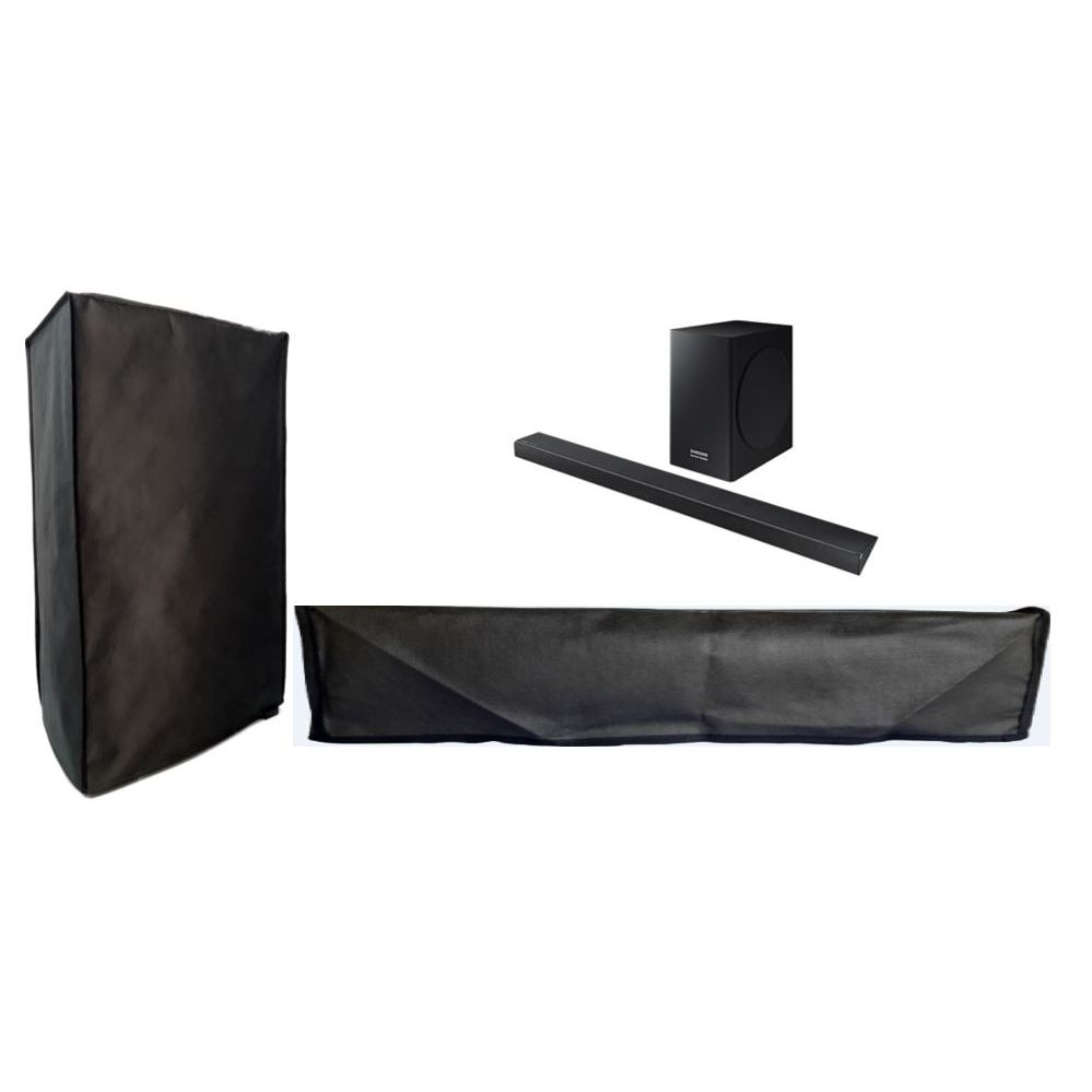 Kit 2 Capas: 1x Cx Soundbar 1x Regua De Som Confeccionada Sob Medida Em Tnt Preto Bonito