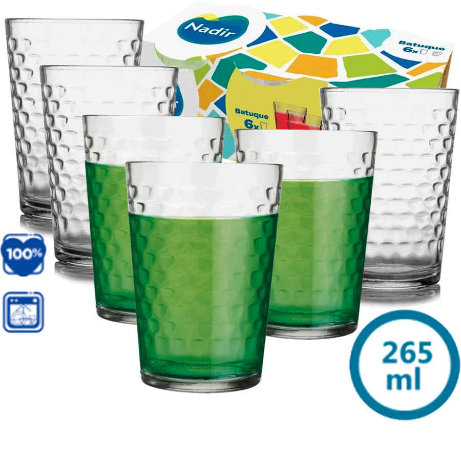 Jogo 6 Copos de Vidro Batuque Nadir Resistente Qualidade