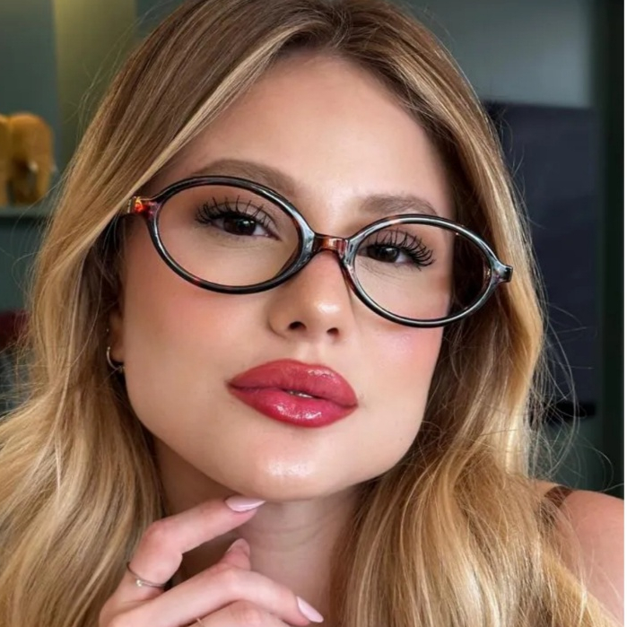 Óculos de Sol ARMACAO DE OCULOS  Feminino Aro Oval Luxo Lente UV400 Moda Europa