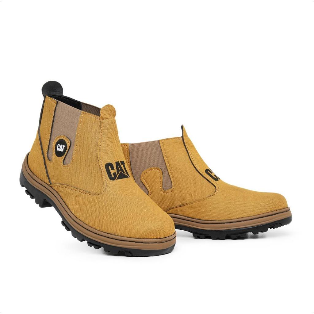 Botina Masculina Com Elástico Bota Trabalho Dia A Dia Couro Sintético Lona Estiloso e Confortável em Oferta na Shopee